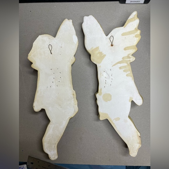 Cherubs MCM 1968 vintage Miller Studio inc chalk-ware wings Fluoresce black lt - Picture 4 of 11